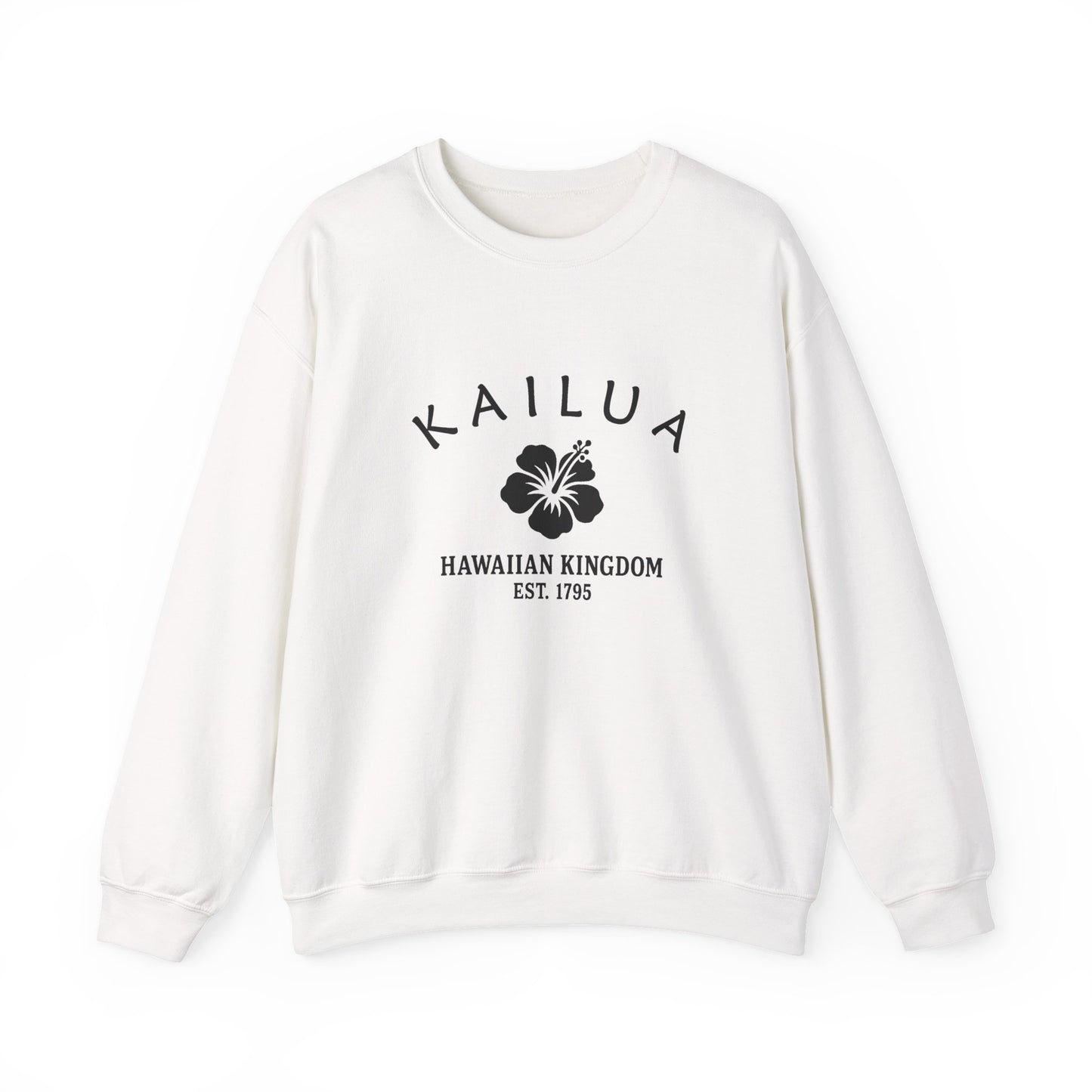 Kailua Hawaii Vintage Retro Unisex Heavy Crewneck Sweatshirt - Black Logo