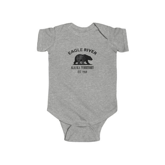 Eagle River Alaska Vintage Retro Cotton Jersey Baby Bodysuit - Black Logo