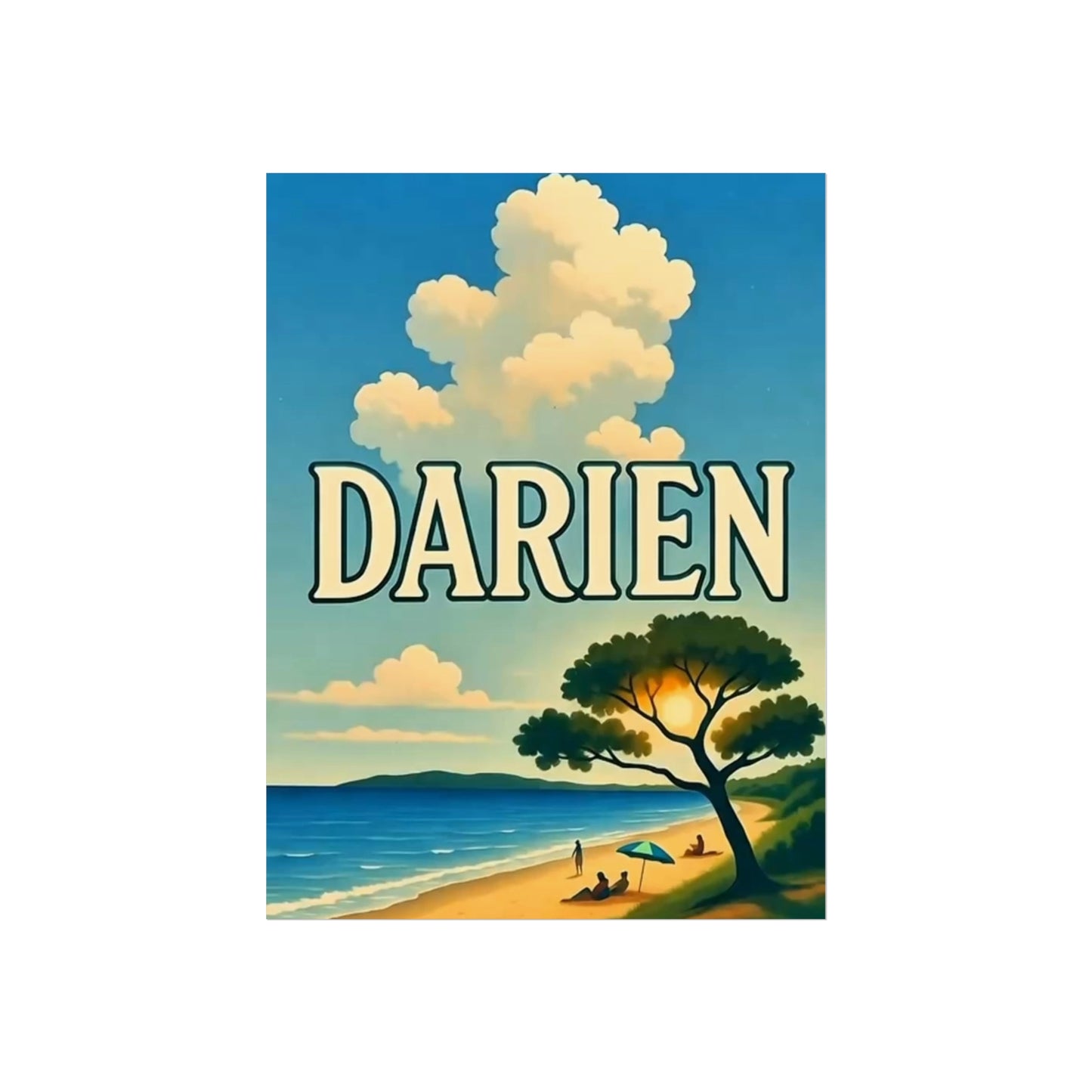 Darien Connecticut Vintage Retro Giclée Print Art Series Poster