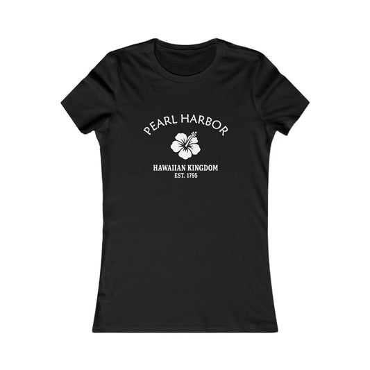 Pearl Harbor Hawaii Vintage Retro Womens Fitted Ringspun Cotton Tee - White Logo