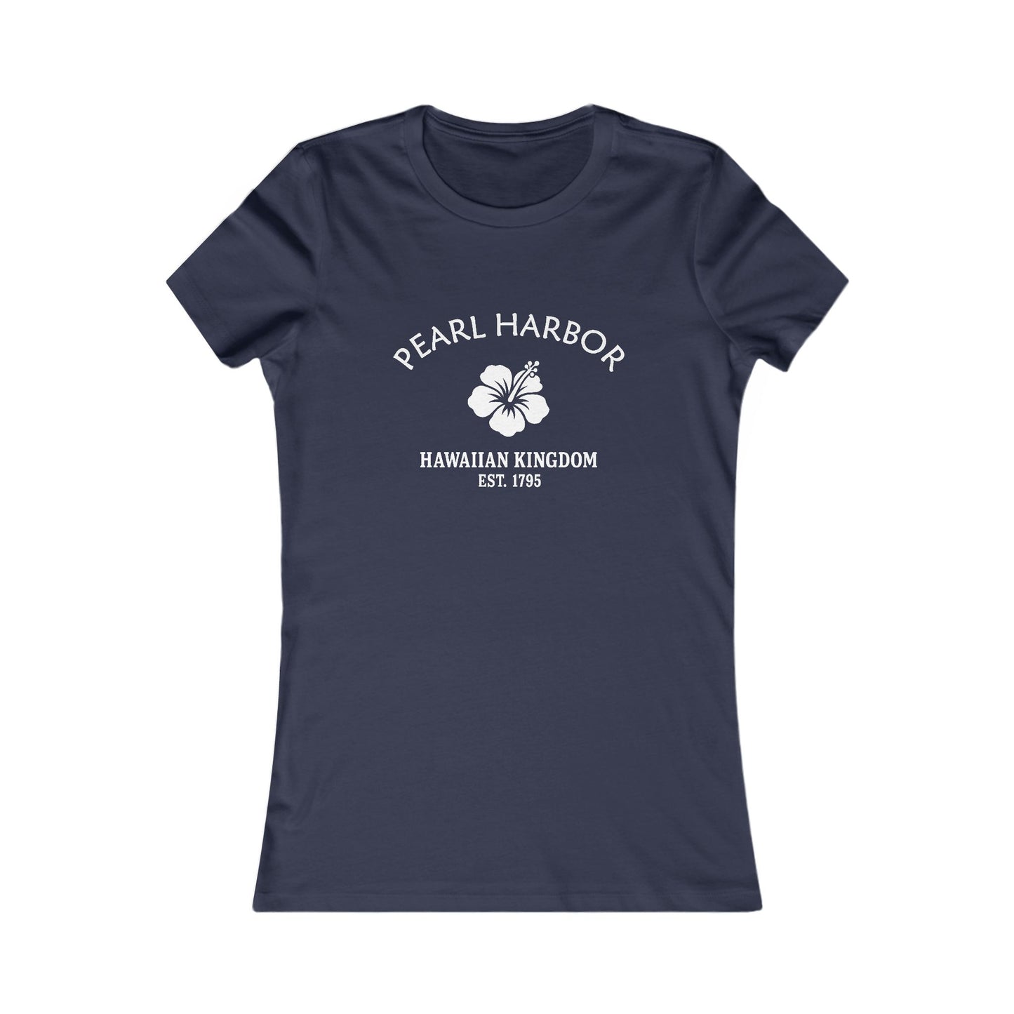 Pearl Harbor Hawaii Vintage Retro Womens Fitted Ringspun Cotton Tee - White Logo