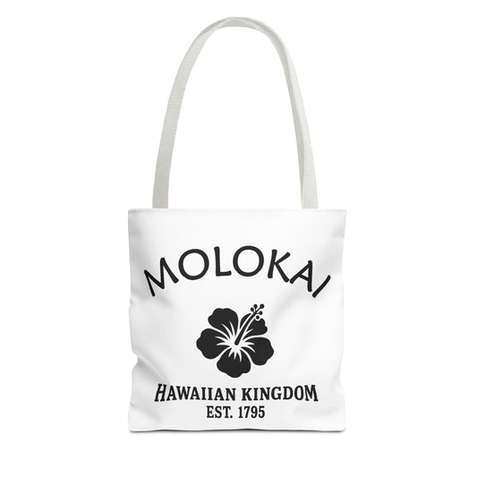 Molokai Hawaii Vintage Retro Light Canvas Tote - Black Logo