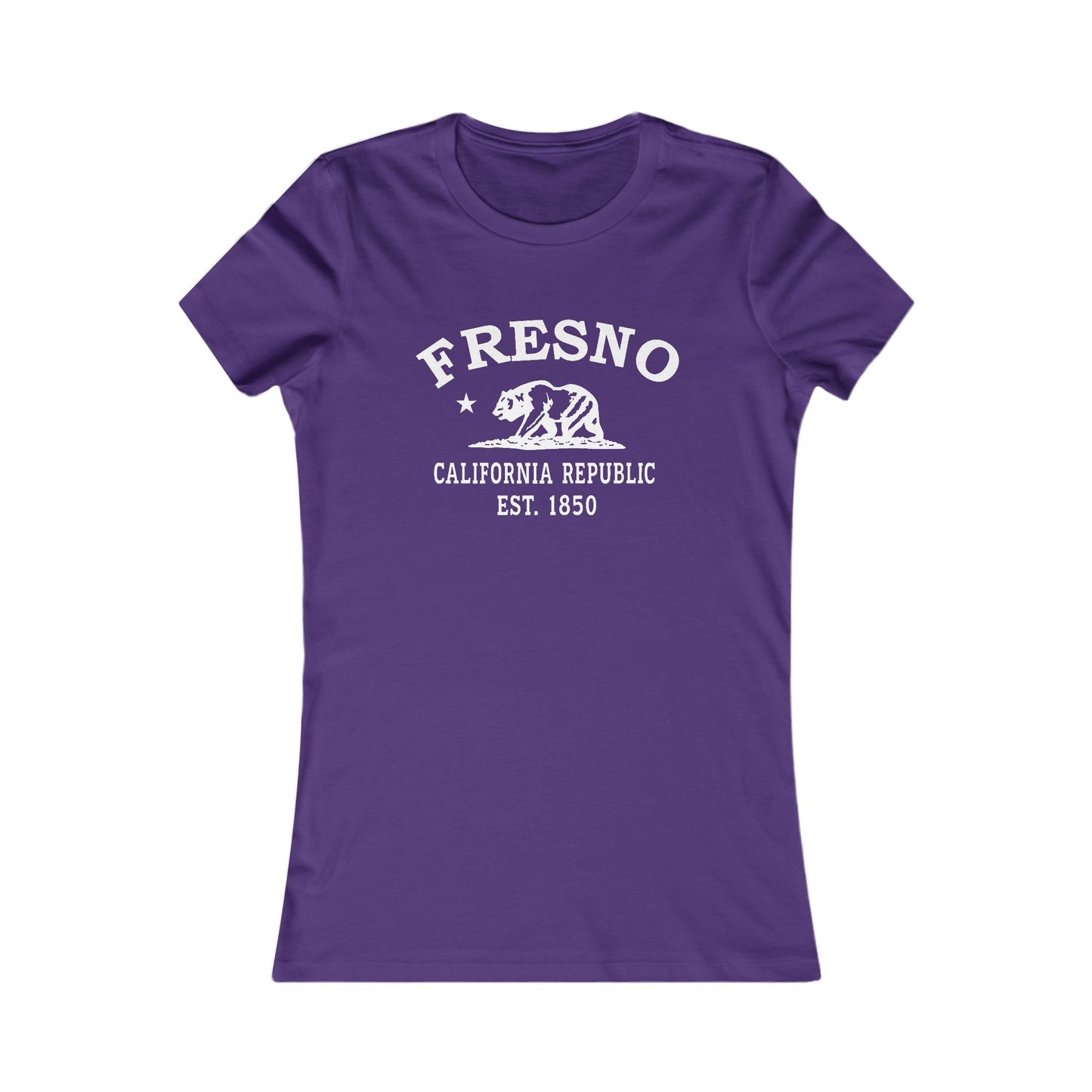 Fresno California Vintage Retro Womens Fitted Ringspun Cotton Tee - White Logo