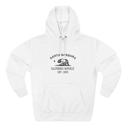 Santa Barbara California Vintage Retro Unisex Heavy Cotton Hoodie - Black Logo