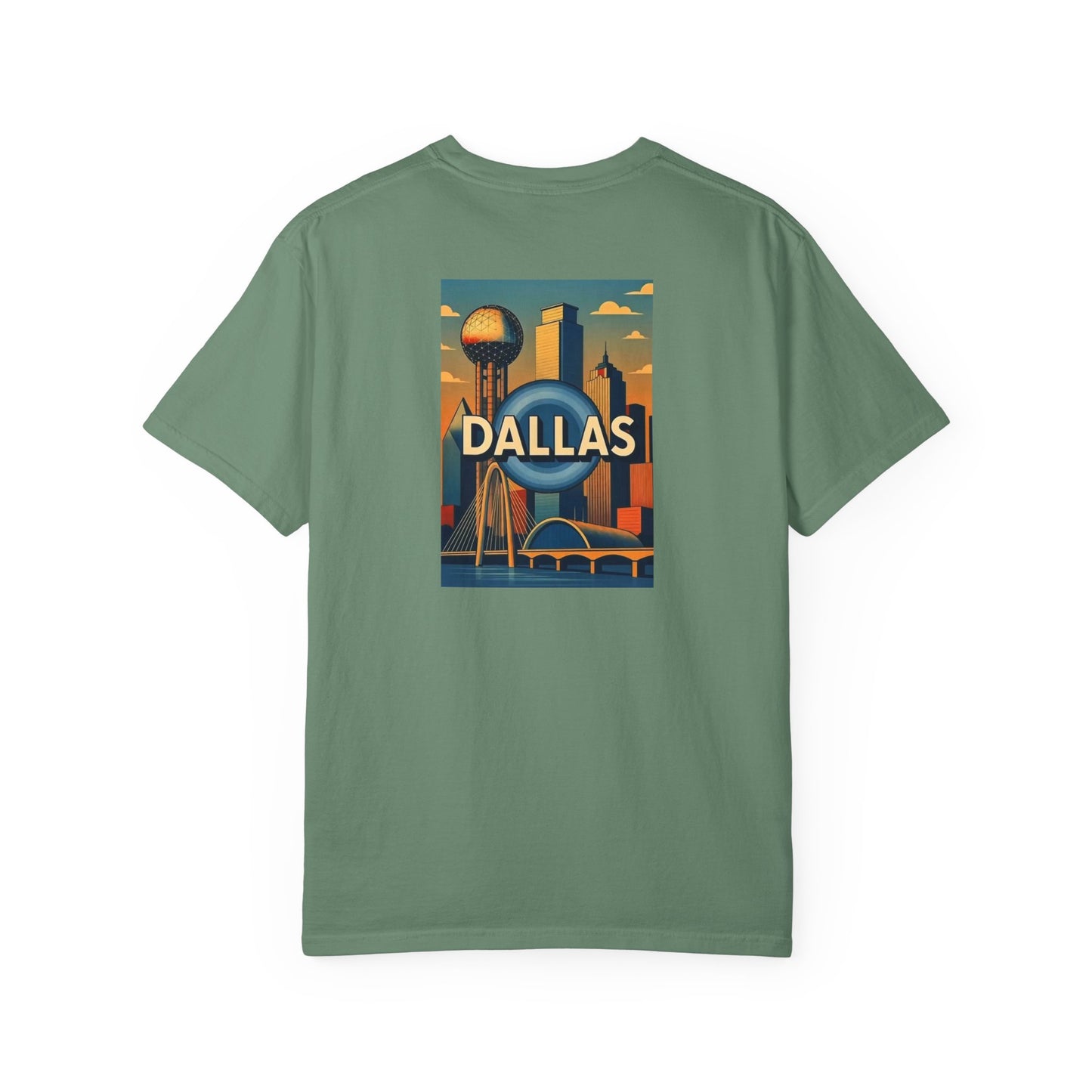 Dallas Texas Vintage Retro Back Printed Art Series Cotton Tee - Black Logo