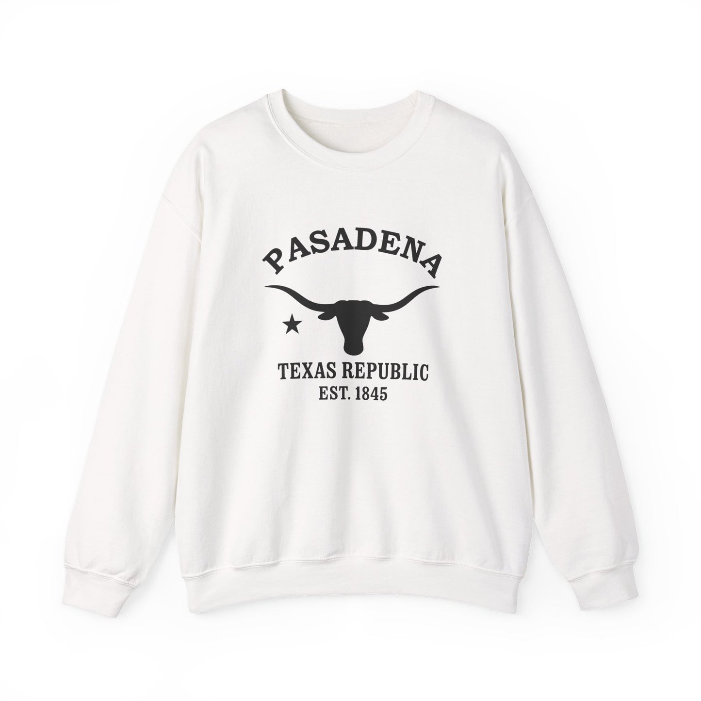 Pasadena Texas Vintage Retro Unisex Heavy Crewneck Sweatshirt - Black Logo