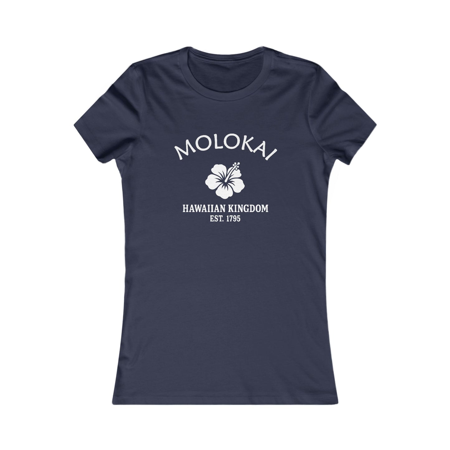 Molokai Hawaii Vintage Retro Womens Fitted Ringspun Cotton Tee - White Logo