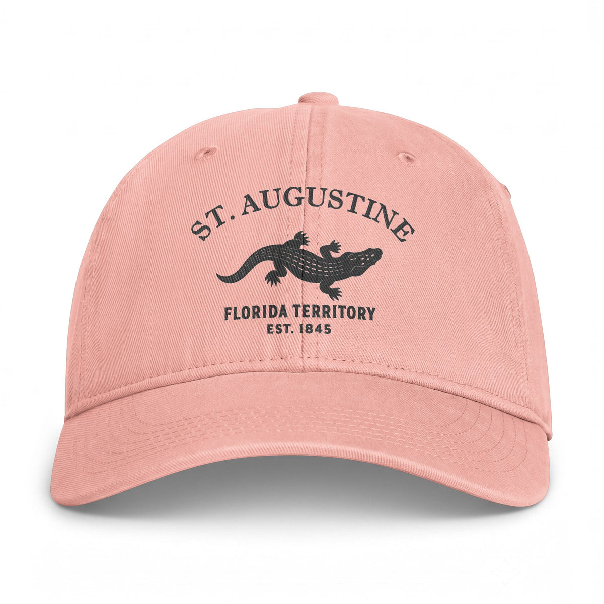 St Augustine Florida Distressed Cotton Cap - Charcoal Print Logo