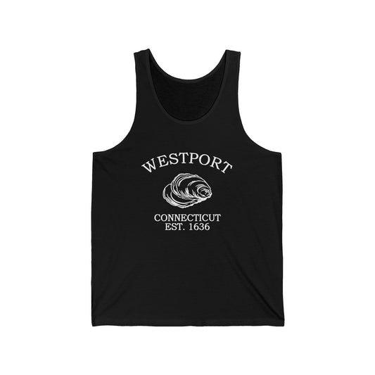 Westport Connecticut Vintage Retro Unisex Cotton Jersey Tank Top - White Logo