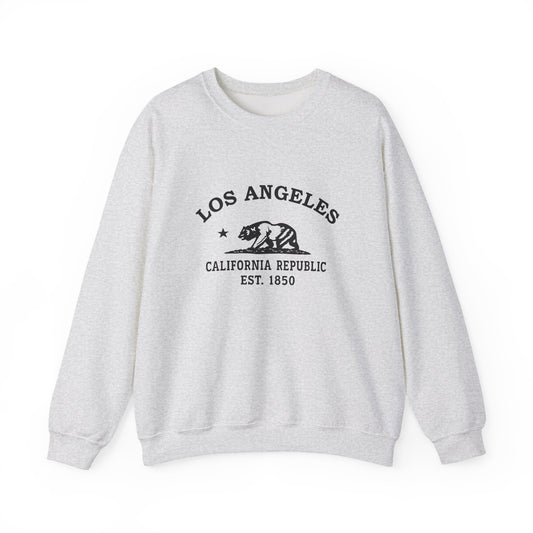 Los Angeles California Vintage Retro Unisex Heavy Crewneck Sweatshirt - Black Logo