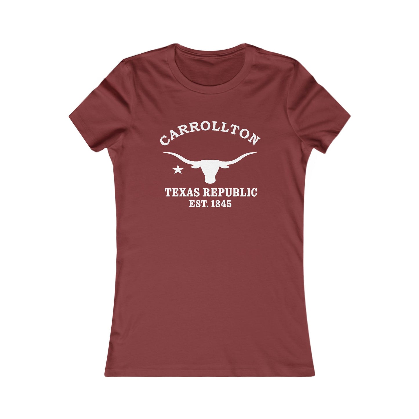 Carrollton Texas Vintage Retro Womens Fitted Ringspun Cotton Tee - White Logo