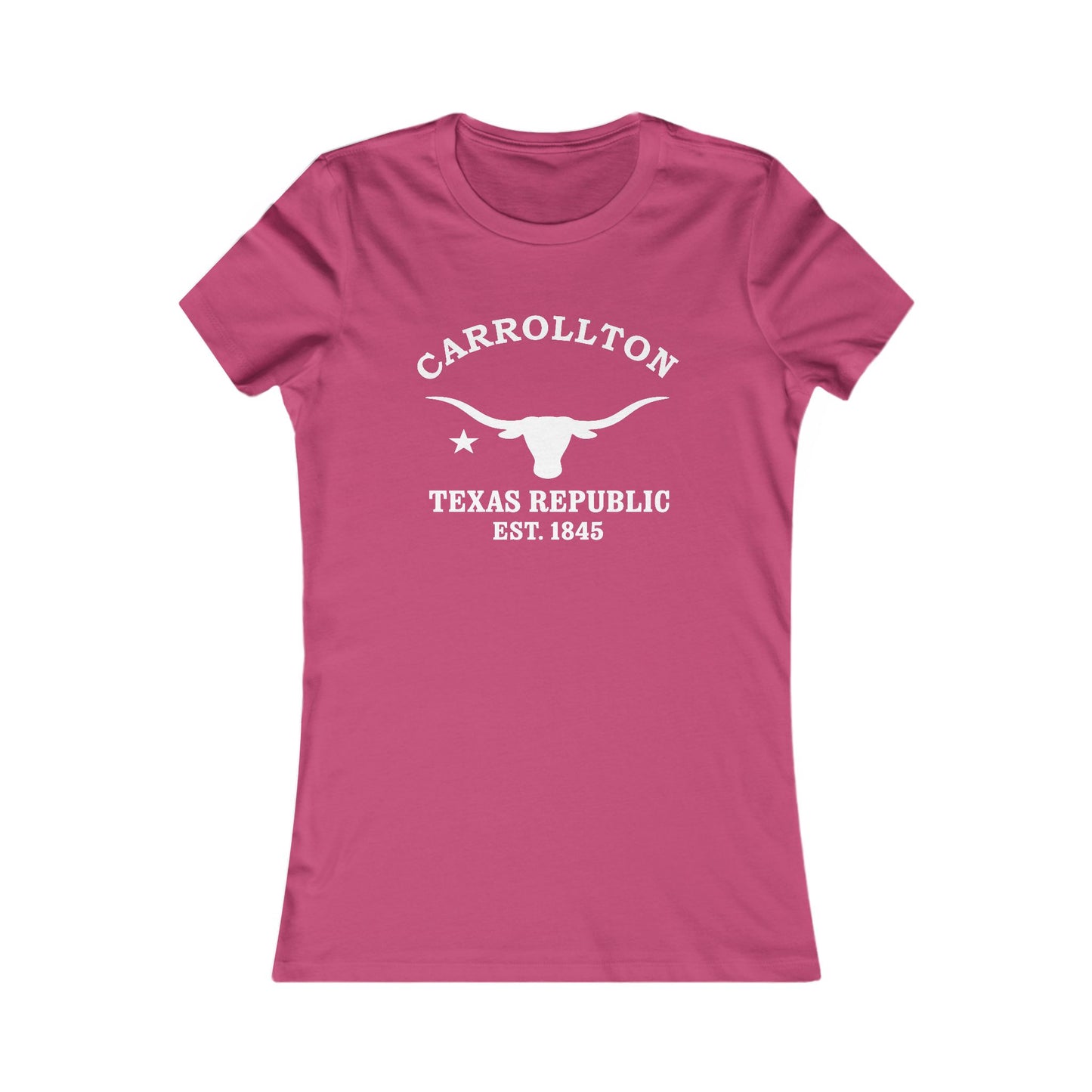 Carrollton Texas Vintage Retro Womens Fitted Ringspun Cotton Tee - White Logo
