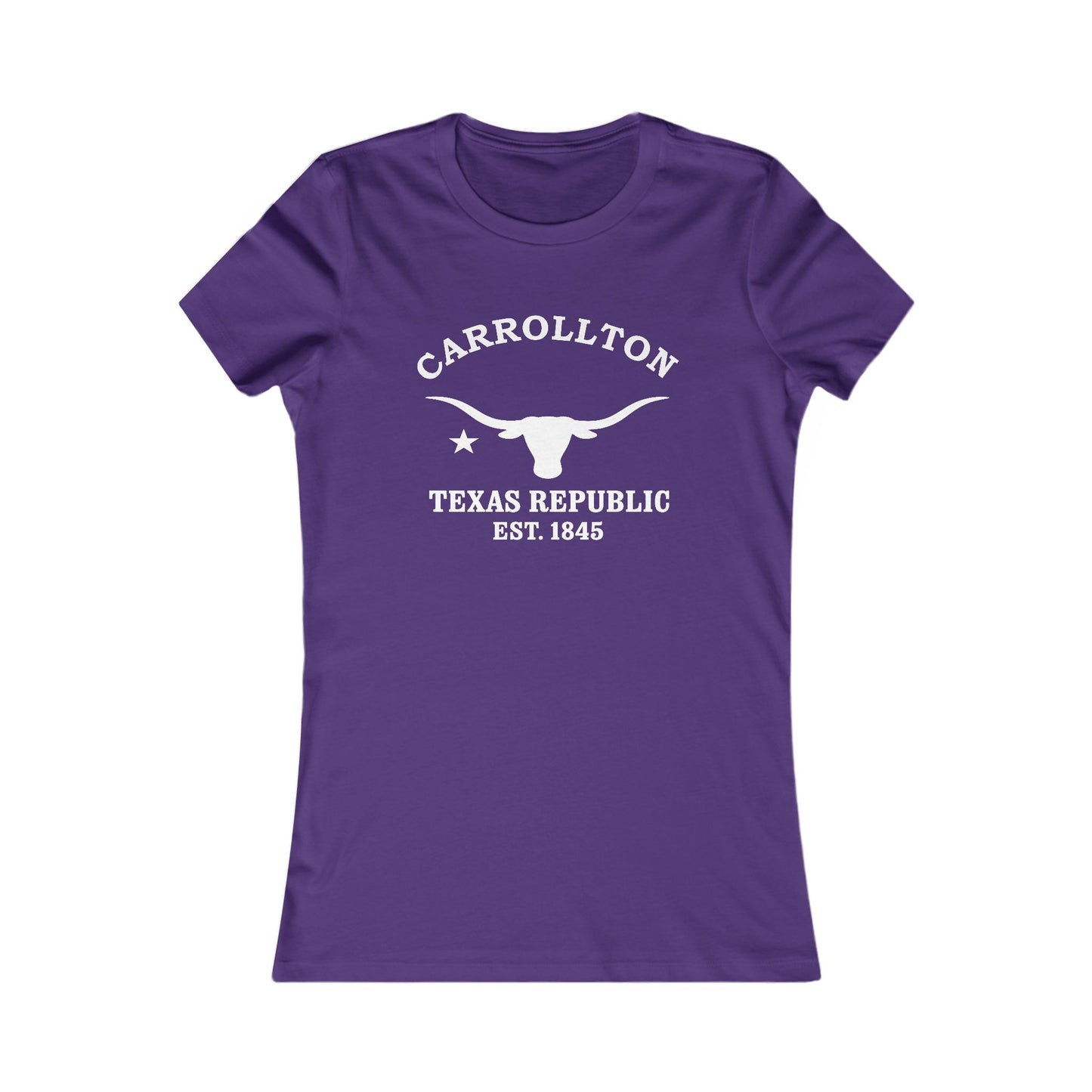 Carrollton Texas Vintage Retro Womens Fitted Ringspun Cotton Tee - White Logo