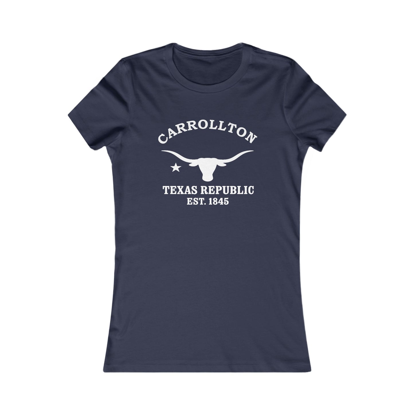 Carrollton Texas Vintage Retro Womens Fitted Ringspun Cotton Tee - White Logo