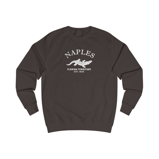 Naples Florida Vintage Retro Premium Crewneck Sweatshirt - White Logo - Bottle Green