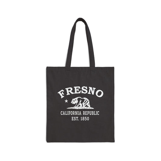 Fresno California Vintage Retro Cotton Canvas Tote Bag - White Logo