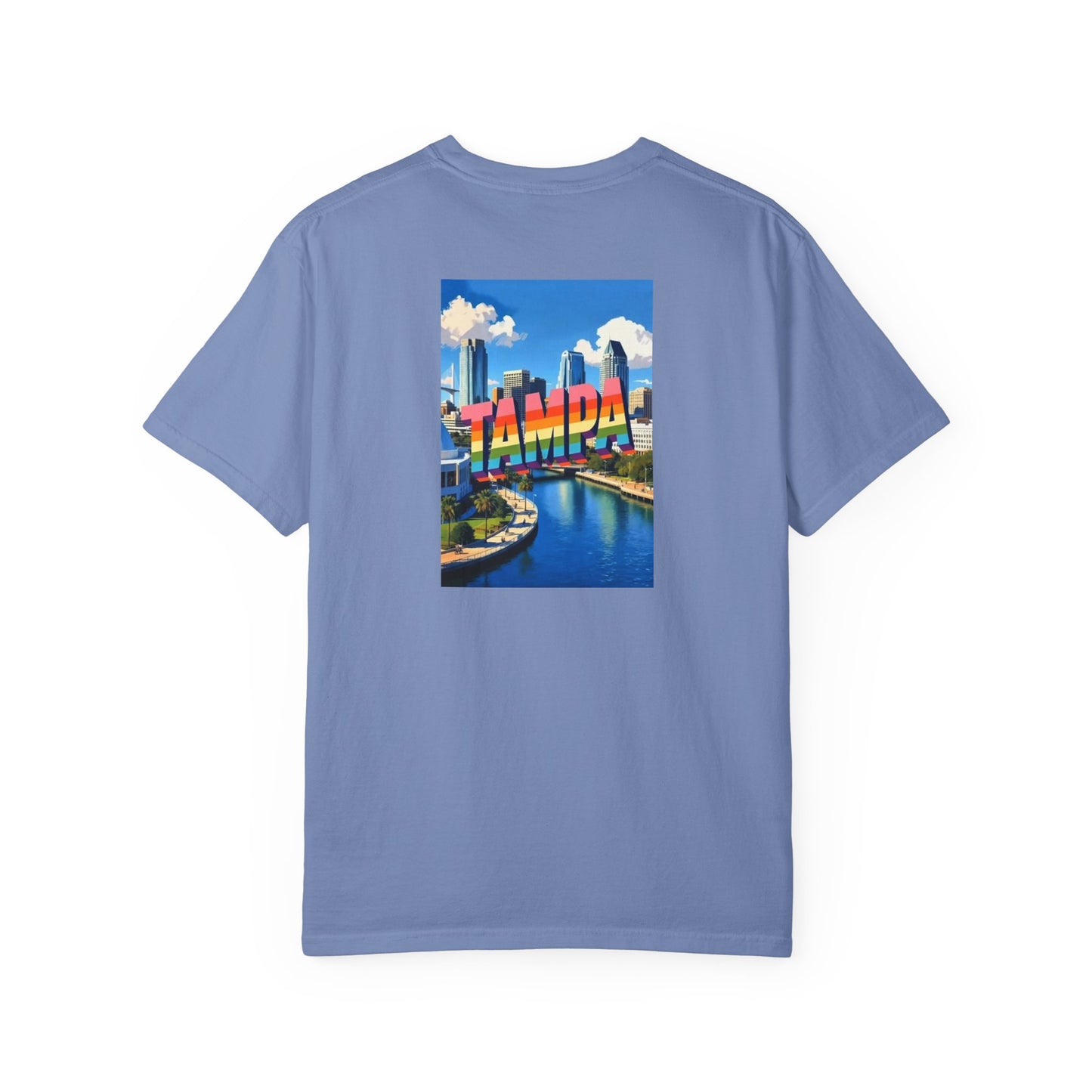 Tampa Florida Vintage Retro Back Printed Art Series Cotton Tee - Black Logo