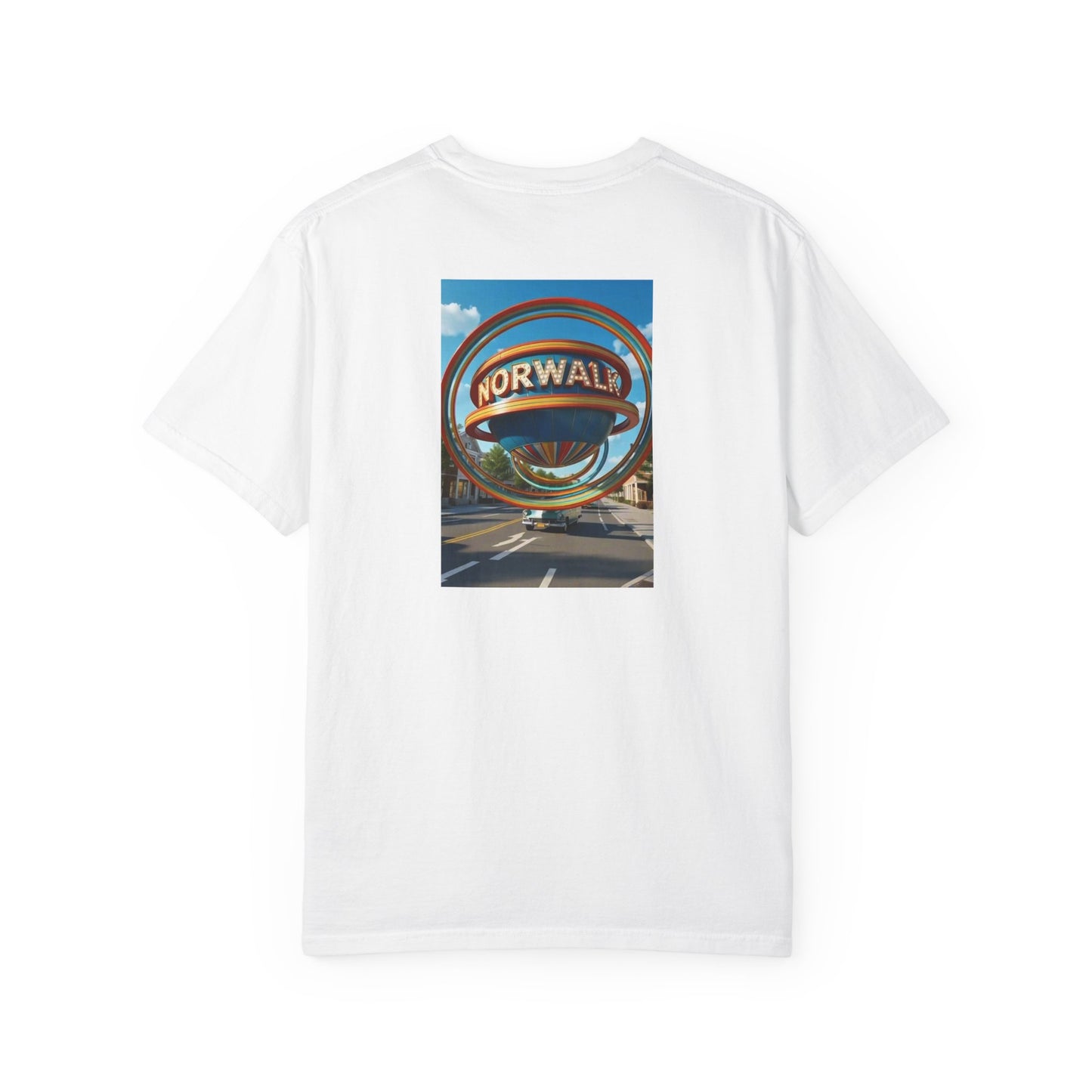 Norwalk Connecticut Vintage Retro Back Printed Art Series Cotton Tee - Black Logo