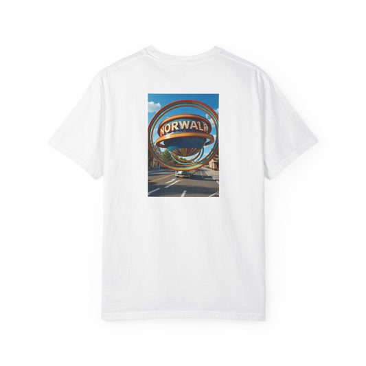 Norwalk Connecticut Vintage Retro Back Printed Art Series Cotton Tee - Black Logo