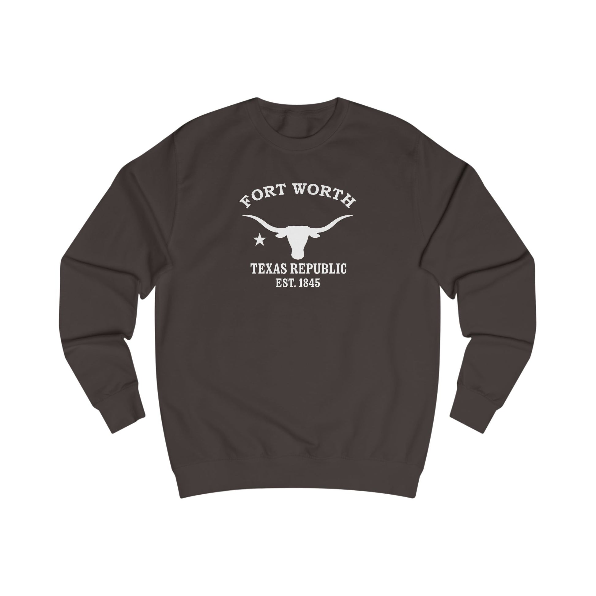Fort Worth Texas Vintage Retro Premium Crewneck Sweatshirt - White Logo - Bottle Green