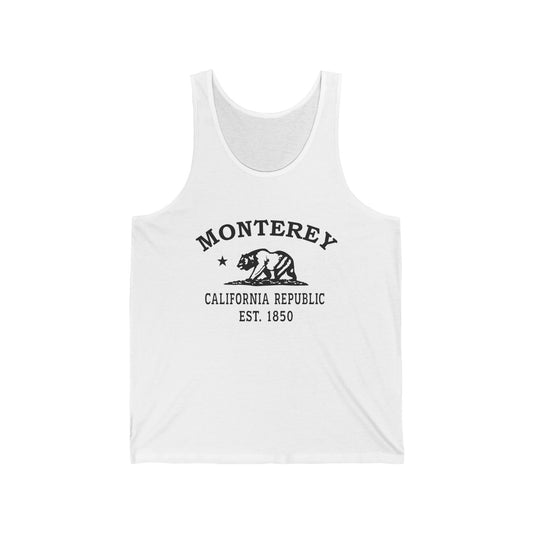 Monterey California Unisex Cotton Jersey Tank Top - Black Logo