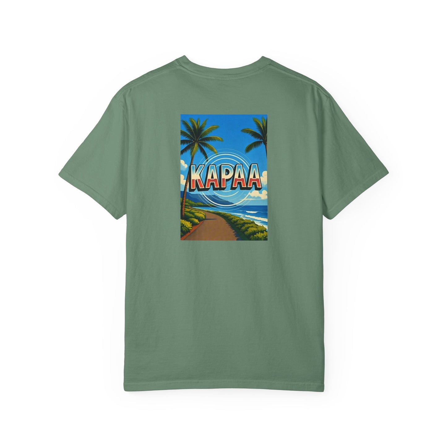 Kapaa Hawaii Vintage Retro Back Printed Art Series Cotton Tee - Black Logo