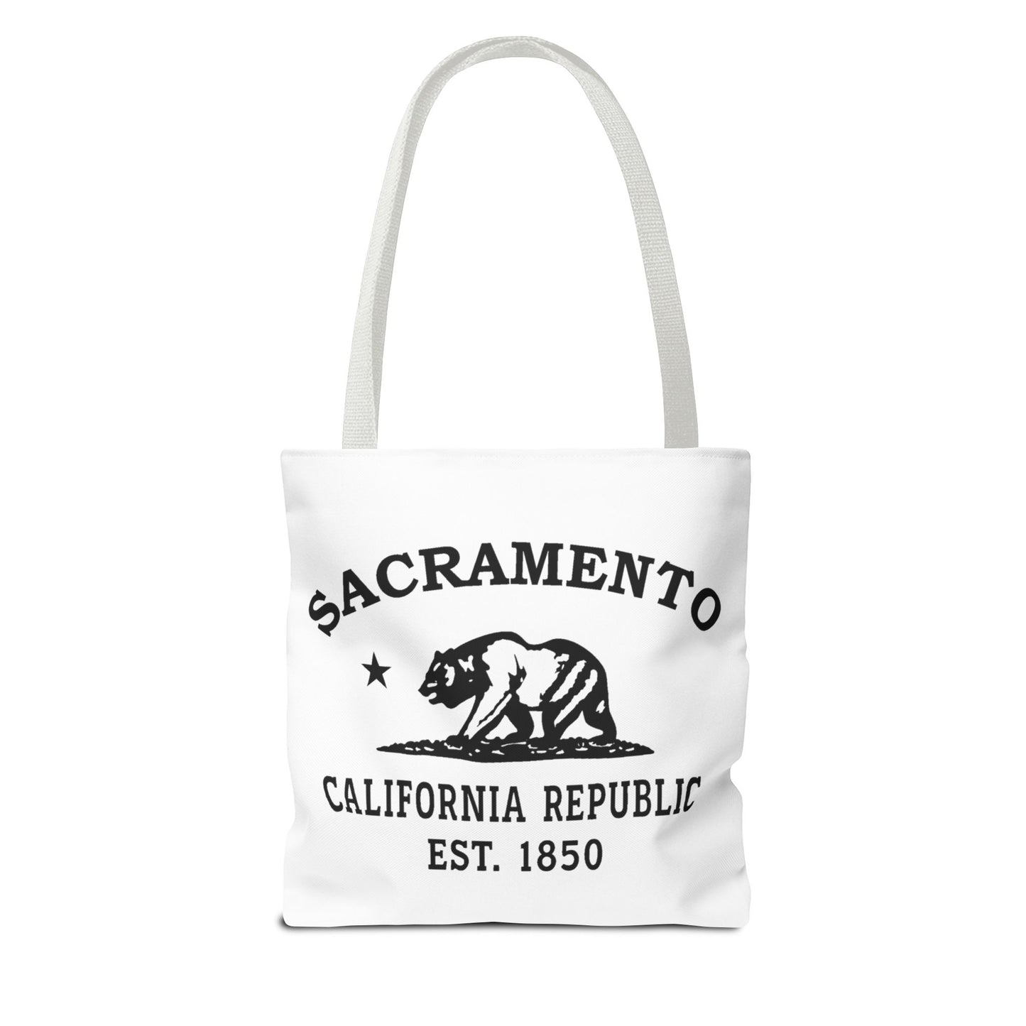 Sacramento California Vintage Retro Light Canvas Tote - Black Logo