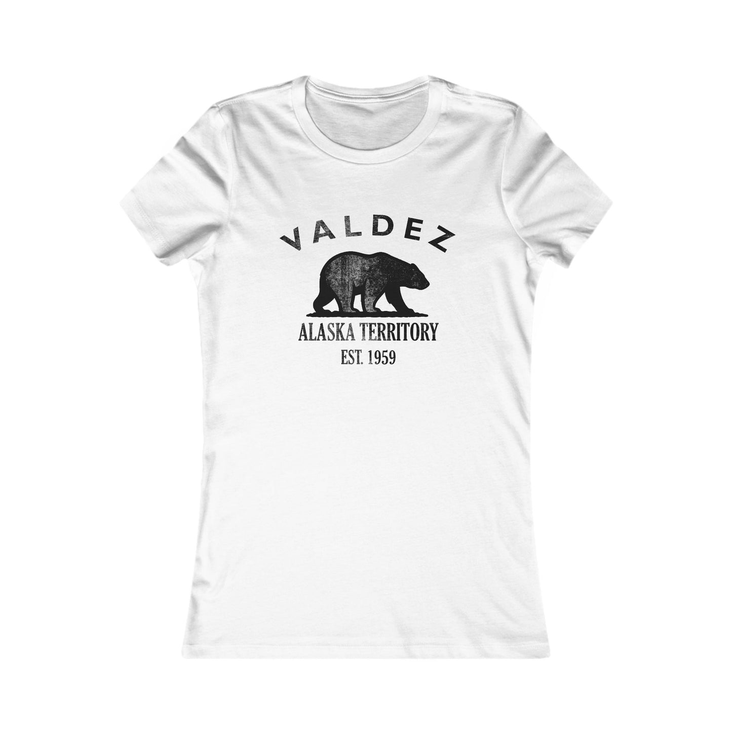 Valdez Alaska Vintage Retro Womens Fitted Ringspun Cotton Tee - Black Logo