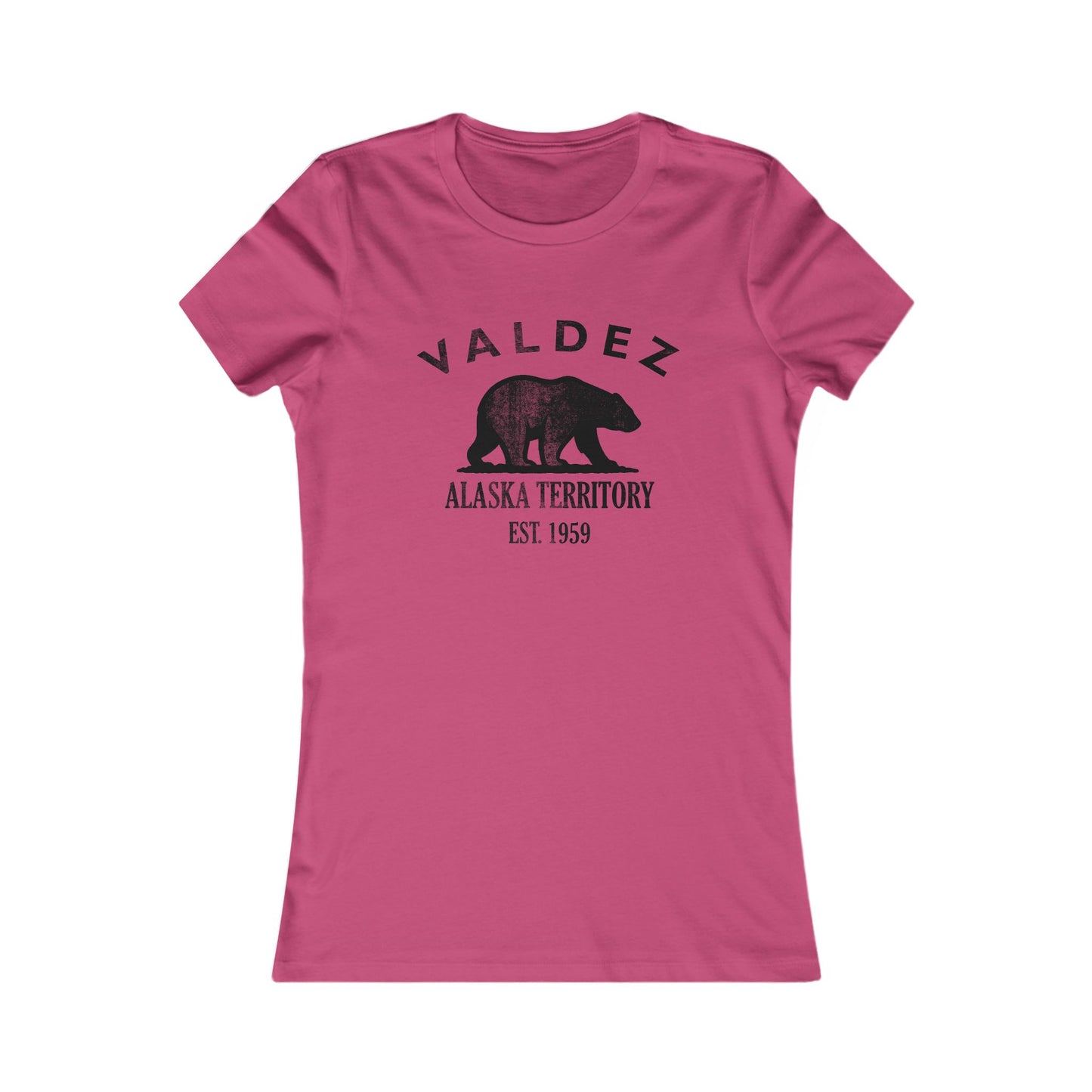 Valdez Alaska Vintage Retro Womens Fitted Ringspun Cotton Tee - Black Logo