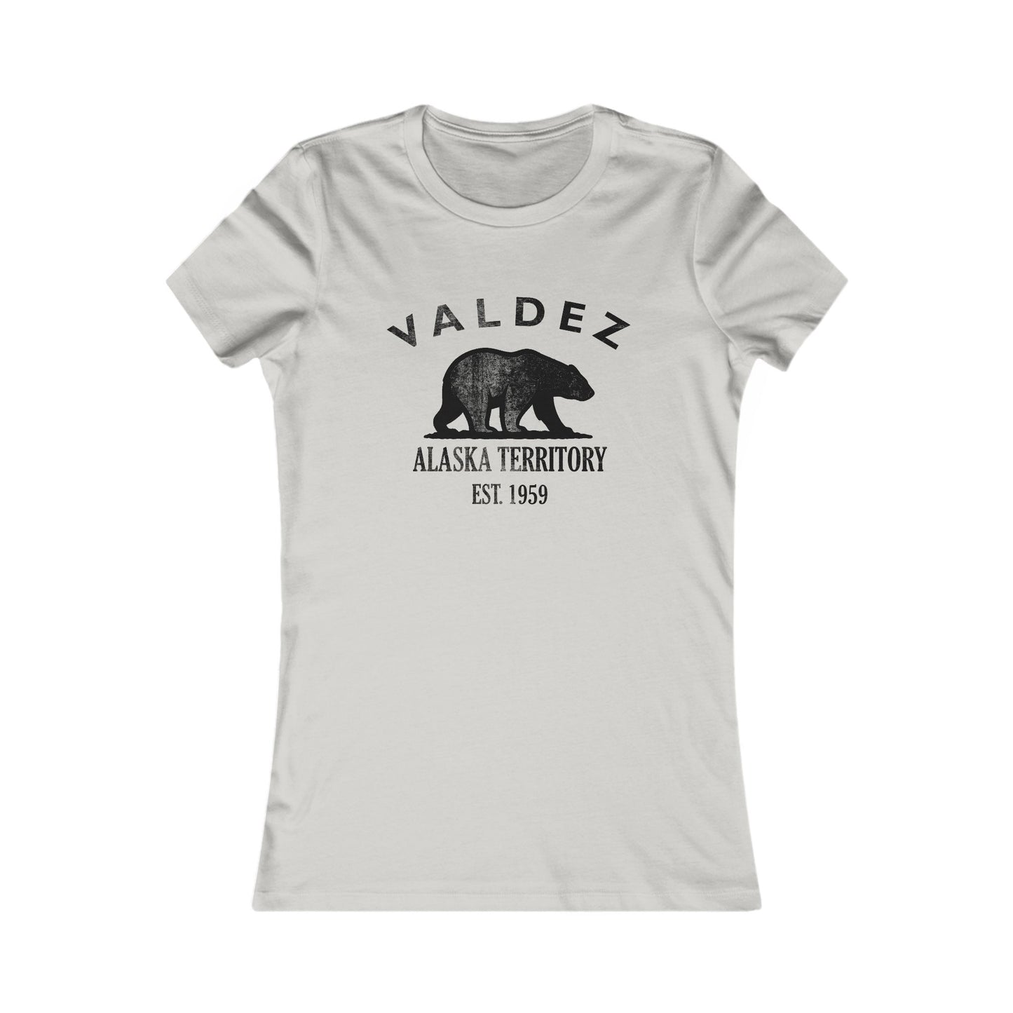 Valdez Alaska Vintage Retro Womens Fitted Ringspun Cotton Tee - Black Logo