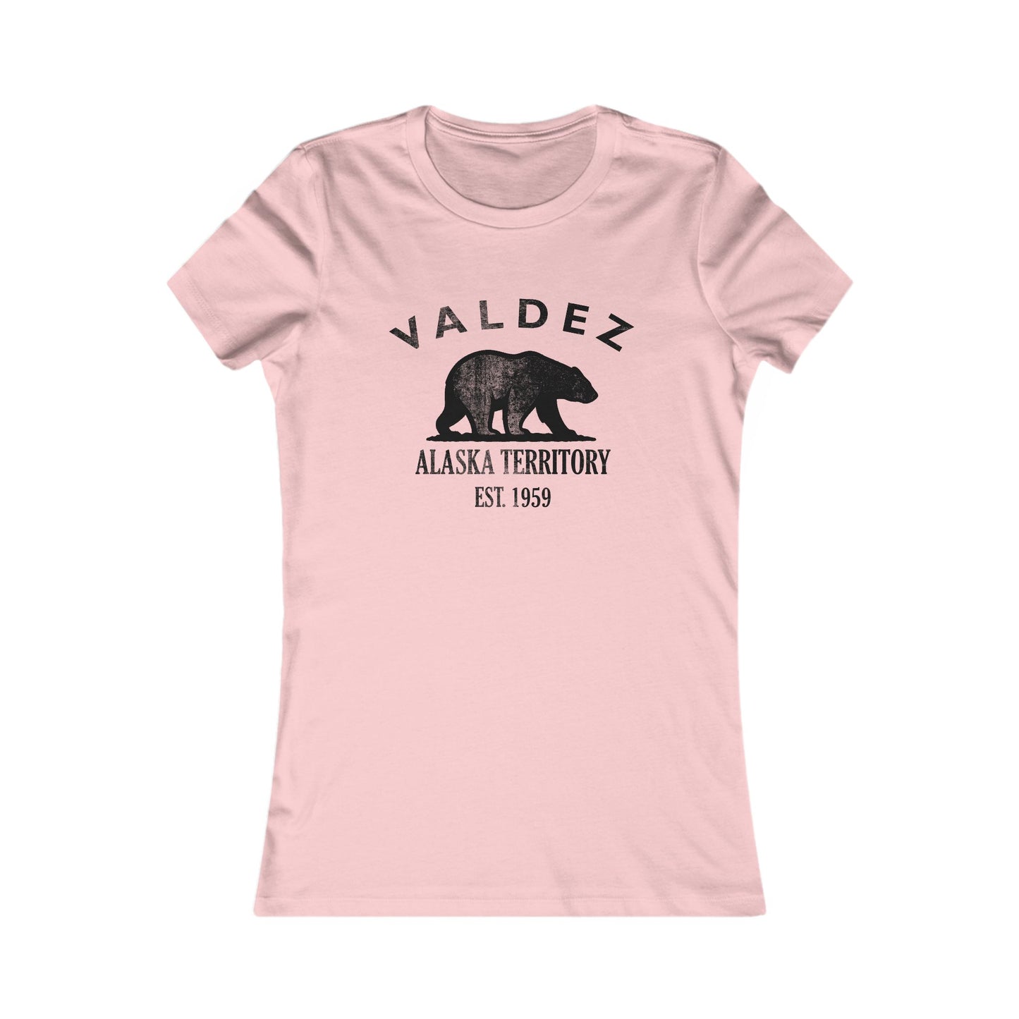 Valdez Alaska Vintage Retro Womens Fitted Ringspun Cotton Tee - Black Logo