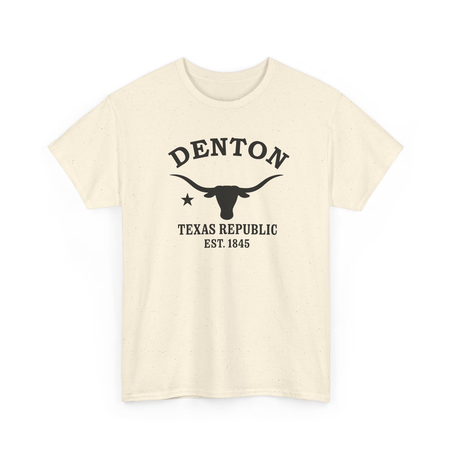 Denton Texas Vintage Retro Unisex Heavy Cotton Tee - Black Logo