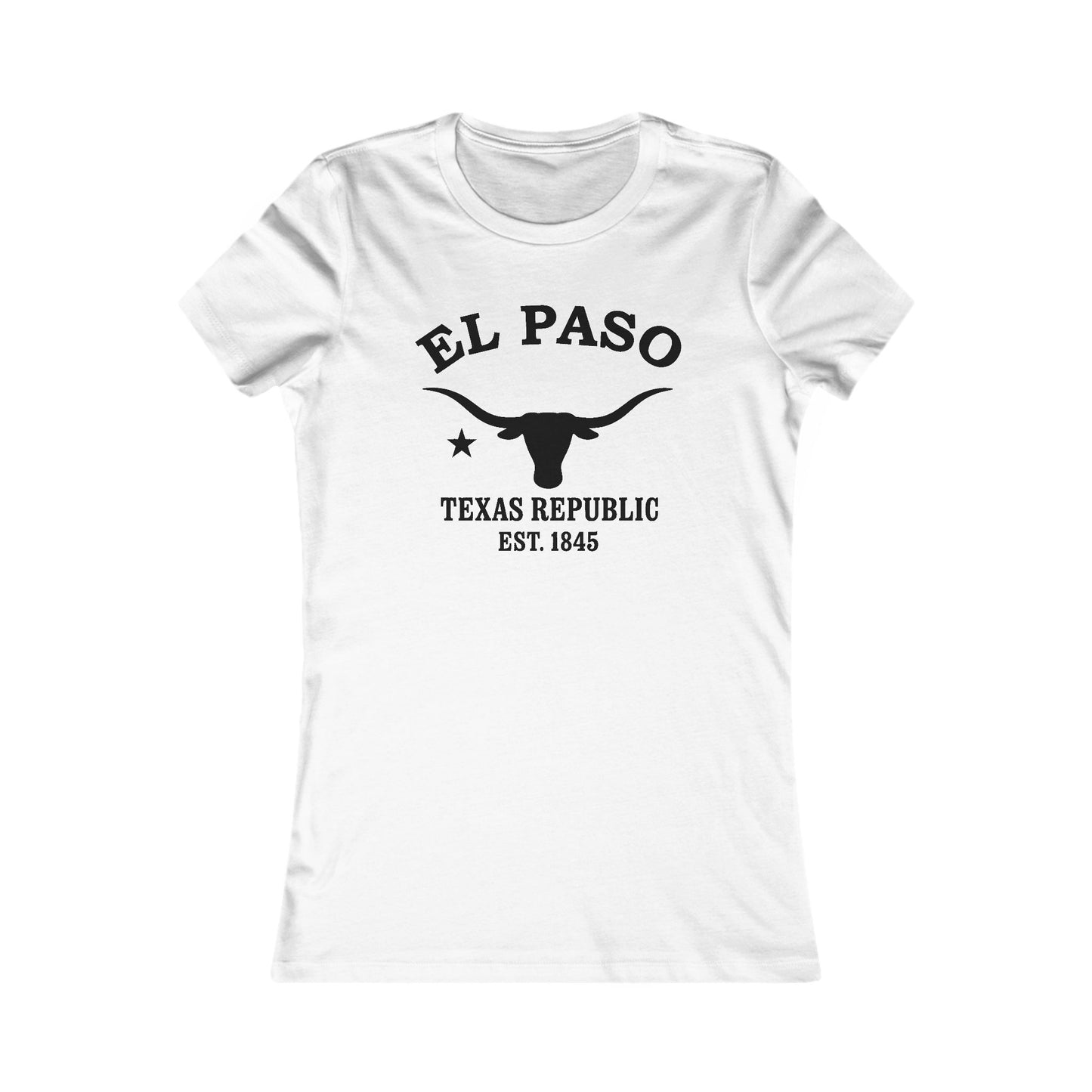 El Paso Texas Ringspun Cotten Fitted Vintage Retro Womens Tee - Black Logo
