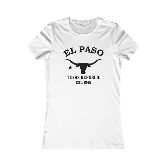 El Paso Texas Ringspun Cotten Fitted Vintage Retro Womens Tee - Black Logo