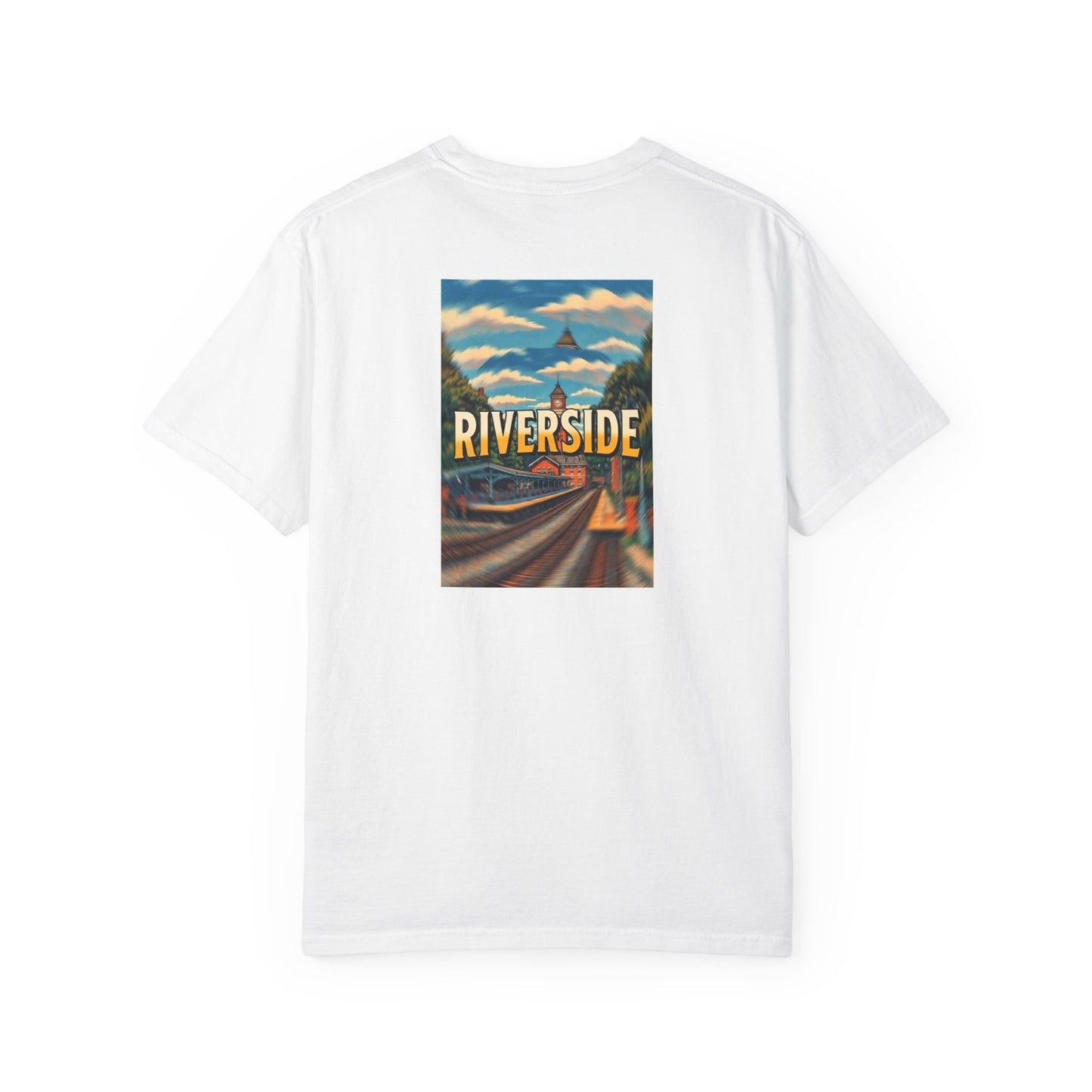 Riverside Connecticut Vintage Retro Back Printed Art Series Cotton Tee - Black Logo