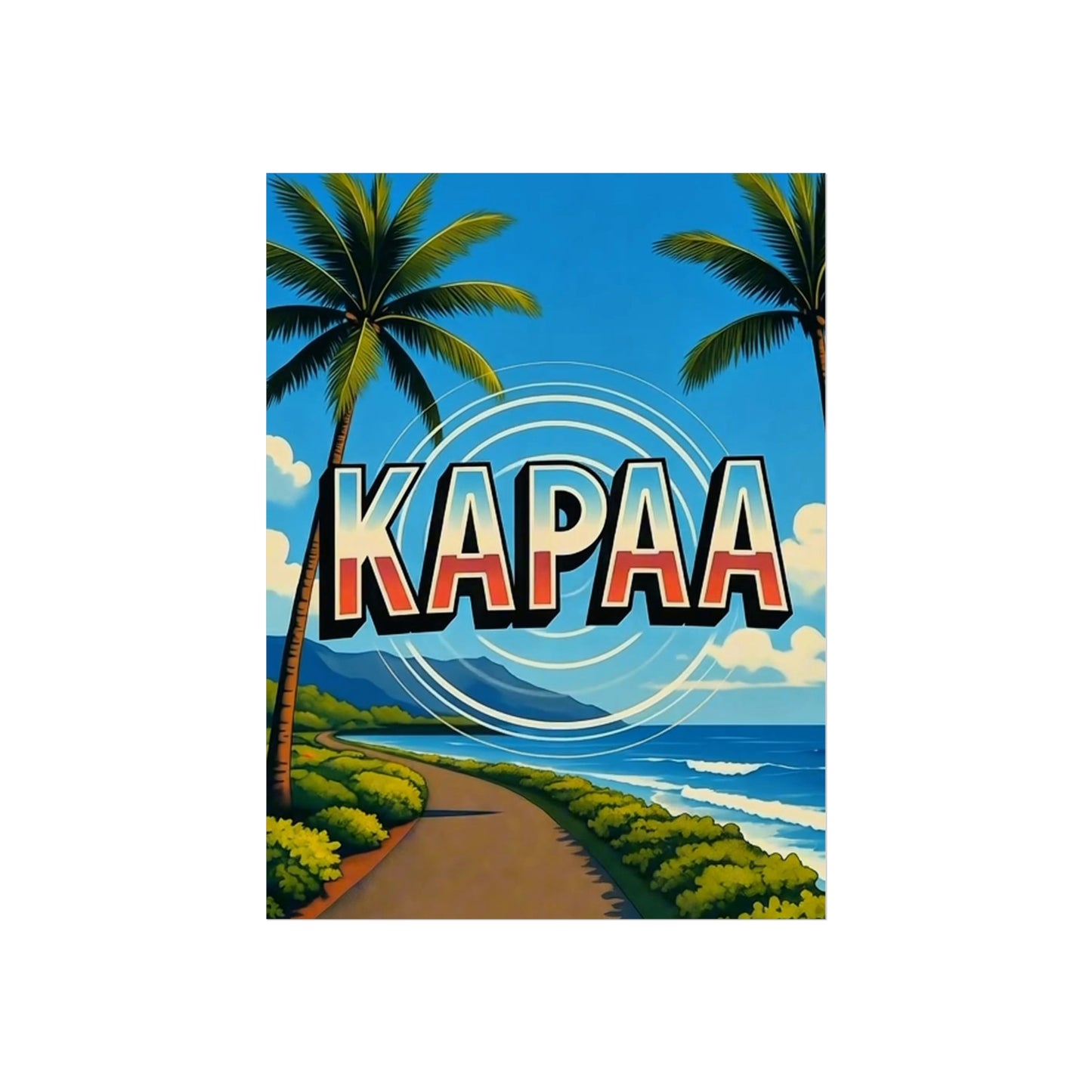 Kapaa Hawaii Vintage Retro Giclée Print Art Series Poster