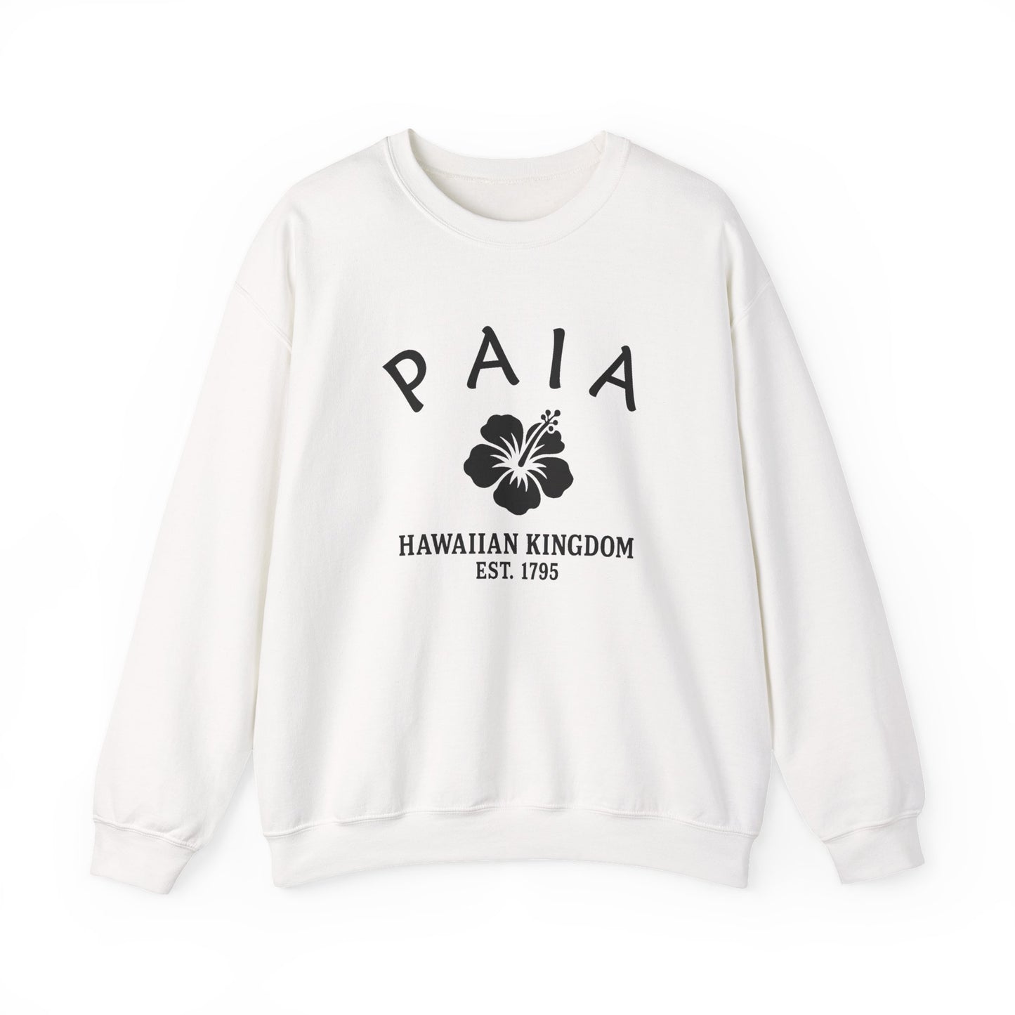 Paia Hawaii Vintage Retro Unisex Heavy Crewneck Sweatshirt - Black Logo