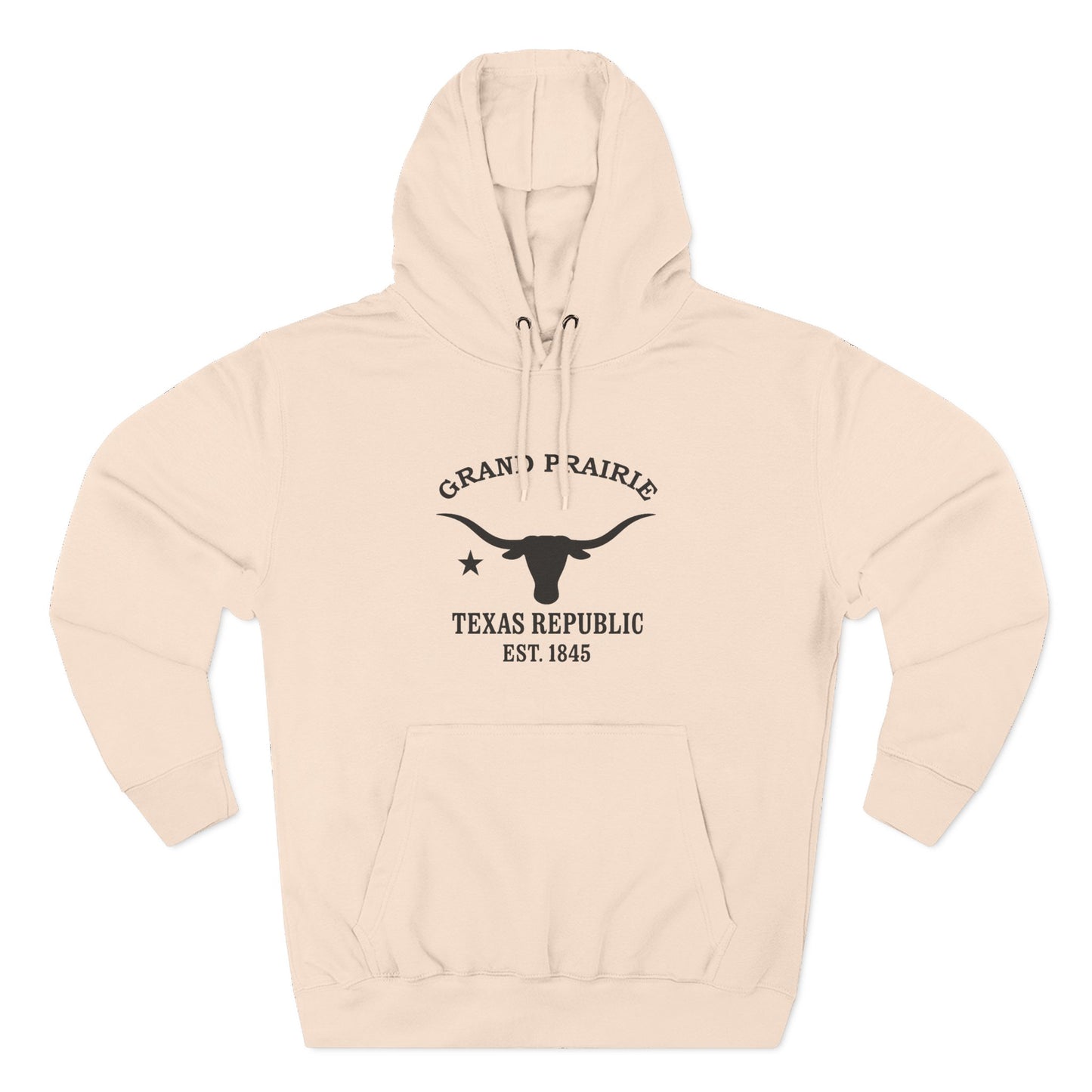 Grand Prairie Texas Vintage Retro Unisex Heavy Cotton Hoodie - Black Logo