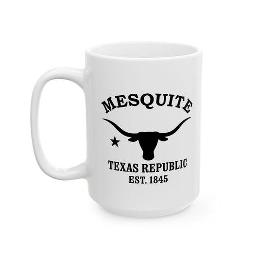 Mesquite Texas Vintage Retro Ceramic Mug - Black Logo