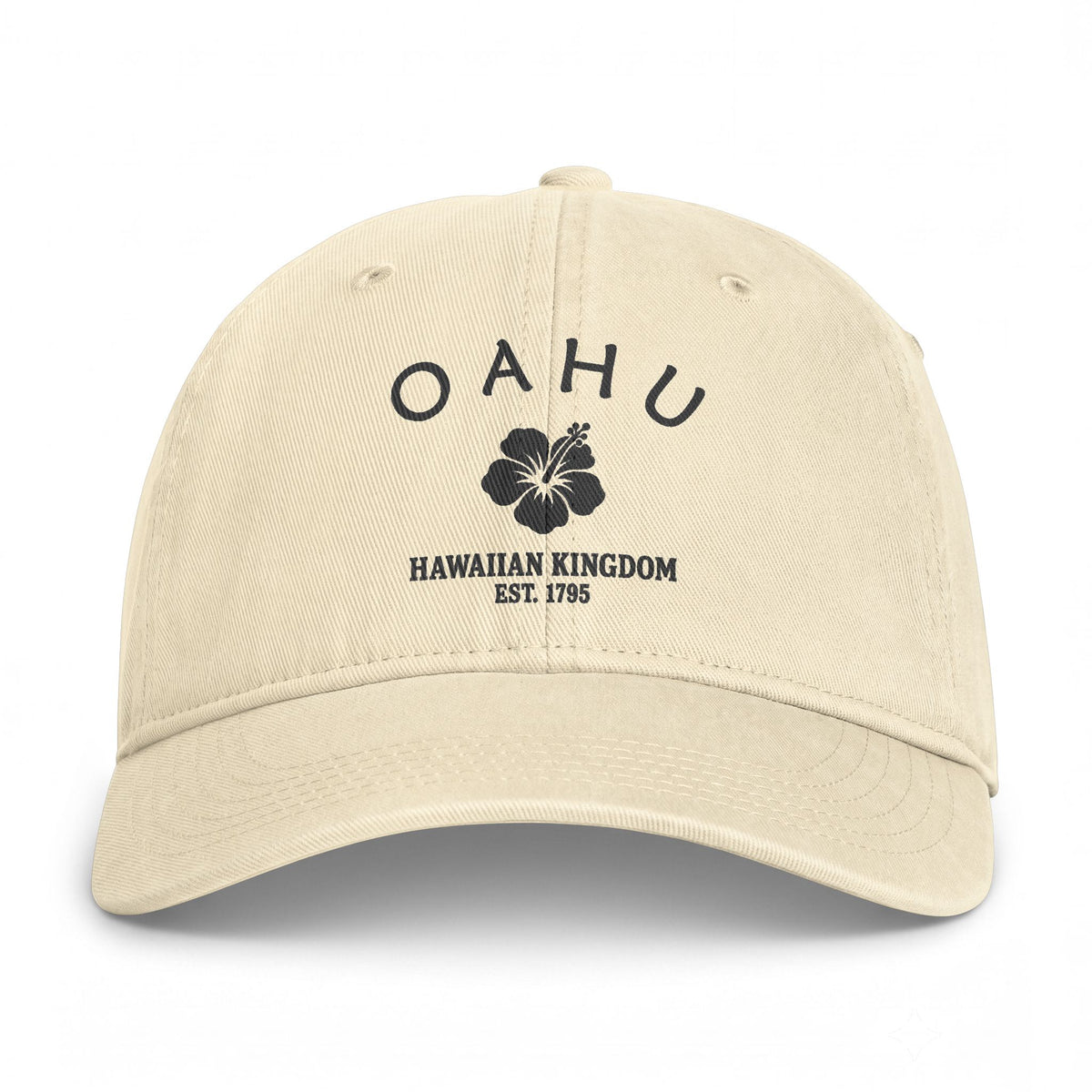 Oahu Hawaii Distressed Cotton Cap - Charcoal Print Logo