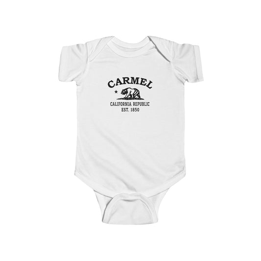 Carmel California Vintage Retro Cotton Jersey Baby Bodysuit - Black Logo