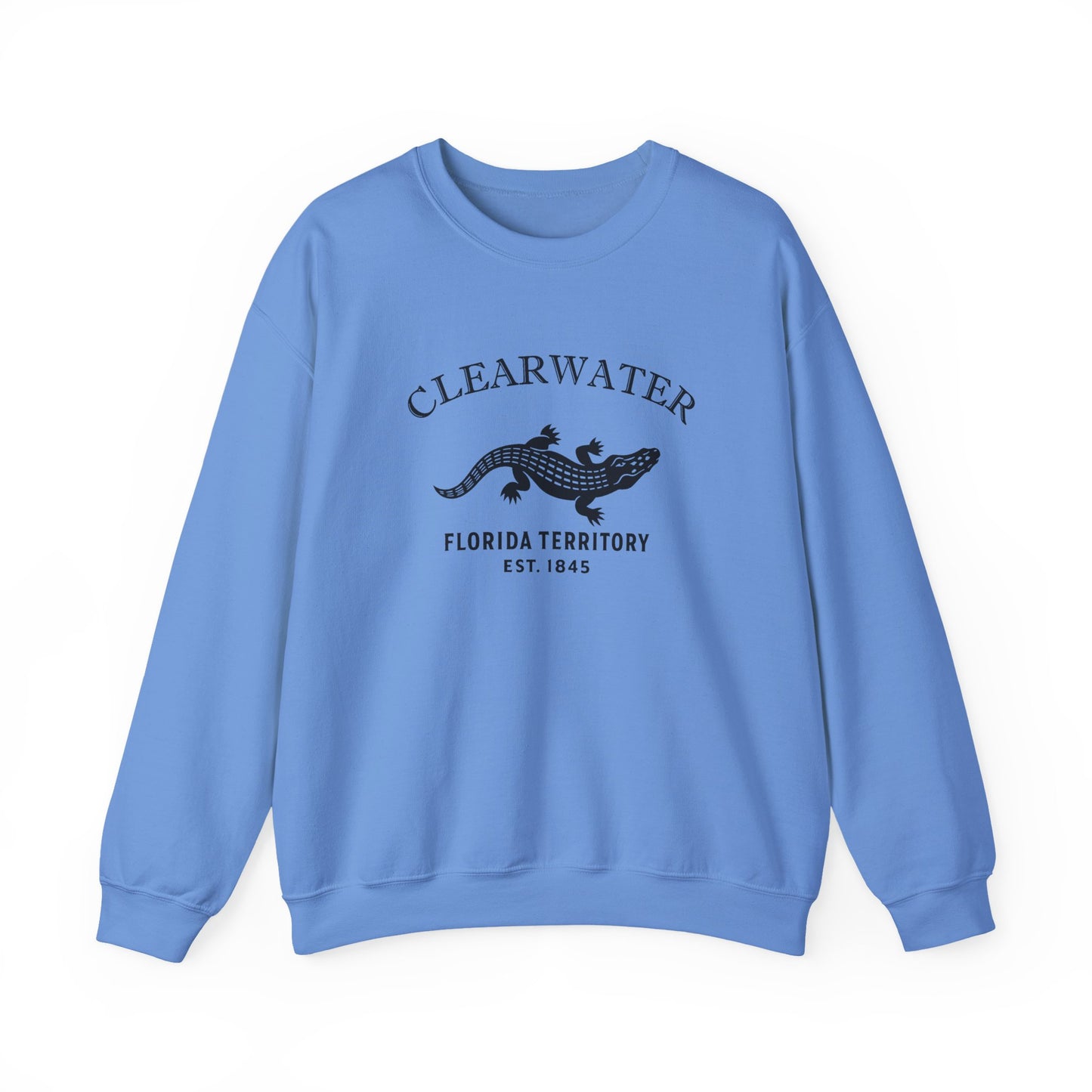 Clearwater Florida Vintage Retro Unisex Heavy Crewneck Sweatshirt - Black Logo