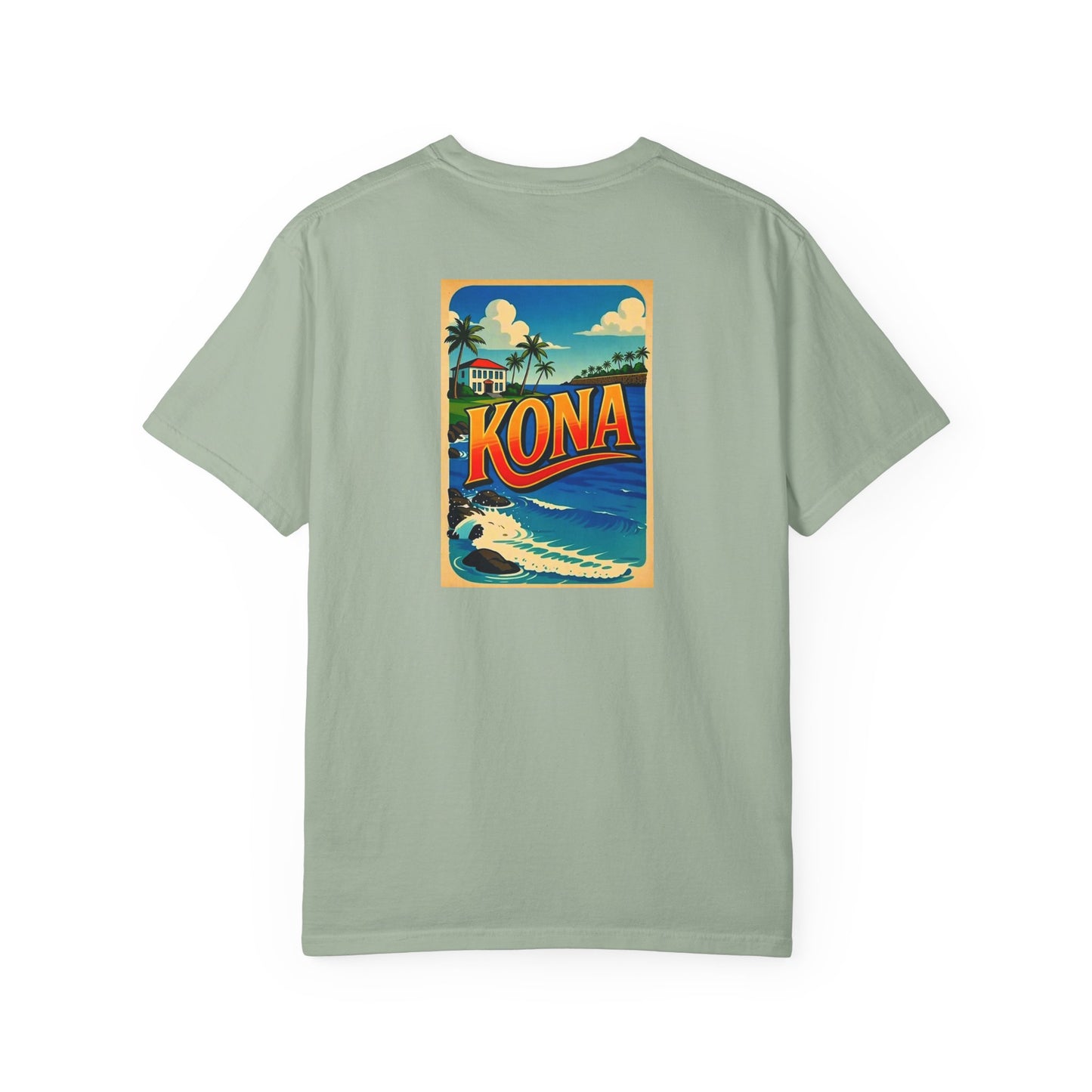 Kona Hawaii Vintage Retro Back Printed Art Series Cotton Tee - Black Logo