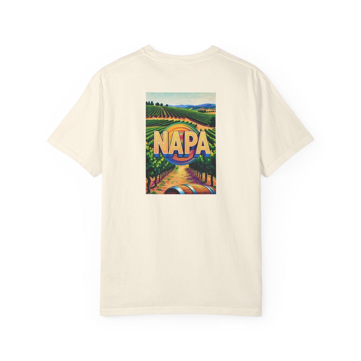 Napa California Vintage Retro Back Printed Art Series Cotton Tee - Black Logo
