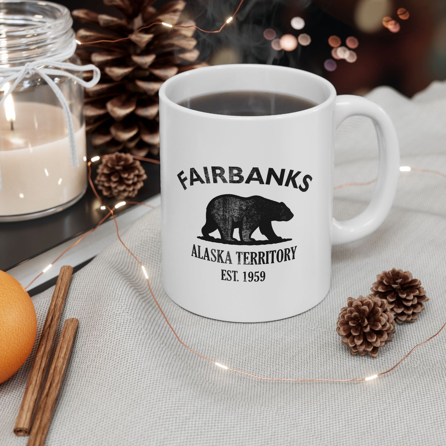Fairbanks Alaska Vintage Retro Ceramic Mug - Black Logo
