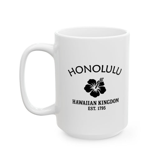 Honolulu Hawaii Vintage Retro Ceramic Mug - Black Logo
