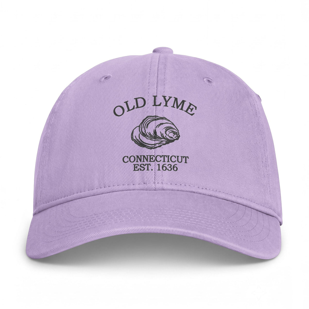 Old Lyme Connecticut Distressed Cotton Cap - Charcoal Print Logo