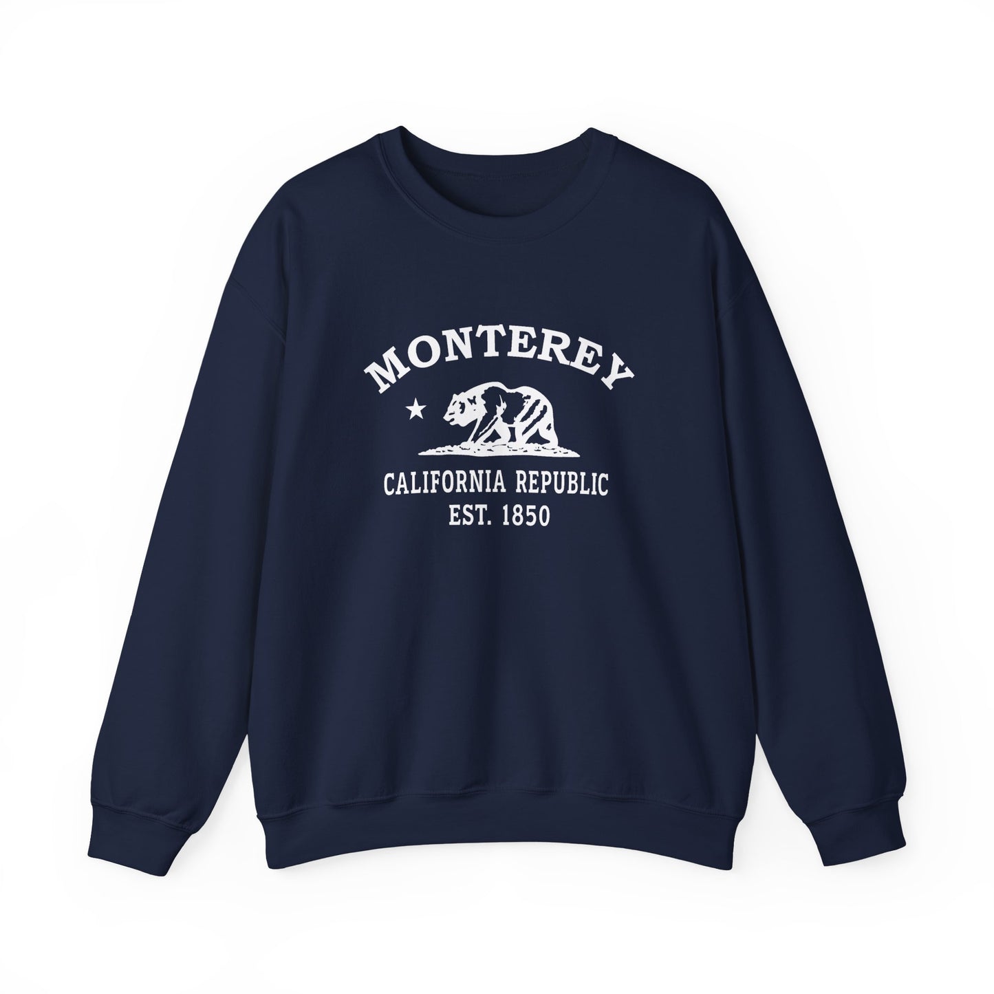 Monterey California Vintage Retro Unisex Heavy Crewneck Sweatshirt - White Logo