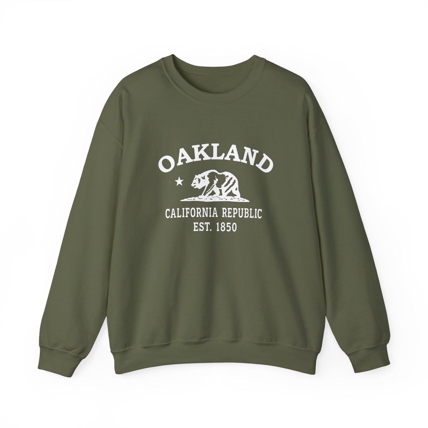 Oakland California Vintage Retro Unisex Heavy Crewneck Sweatshirt - White Logo