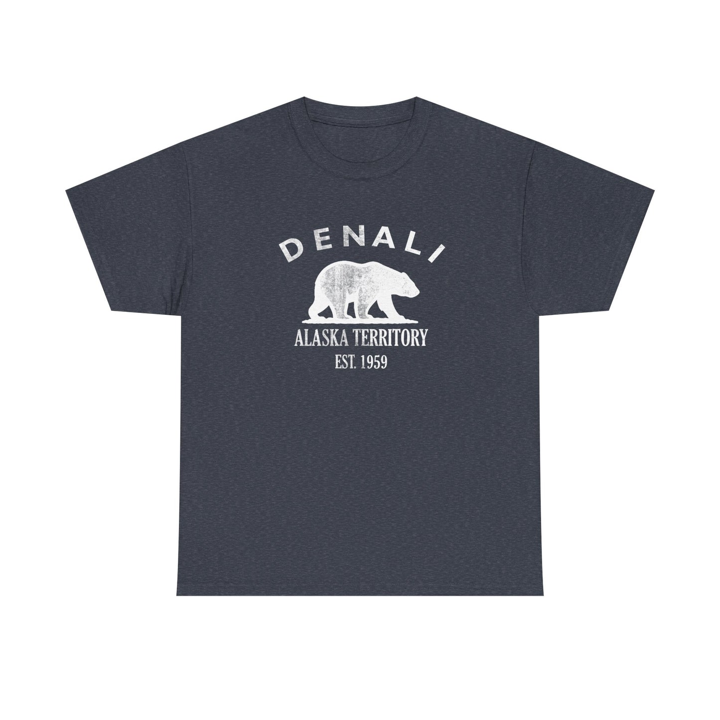 Denali Alaska Vintage Retro Unisex Heavy Cotton Tee - White Logo